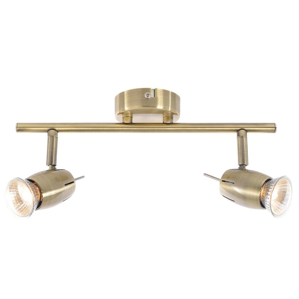 LITECRAFT Frank Spotlight Straight Bar Adjustable Ceiling 2 Light- Antique Brass