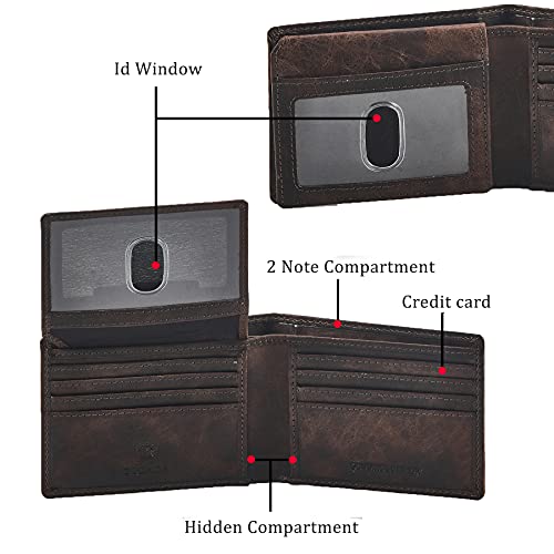 Wallet for Men Slim RFID Blocking Leather Bifold Minimalist 2 ID Windows Gift Box Carteras Para Hombres (DISTRESSED, ESPRESSO) by Cochoa - Used condition - Image 2