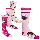 Generisch Kinder Kniestrümpfe,Socken,4 Pack,für Jungs,23-26,Pferd