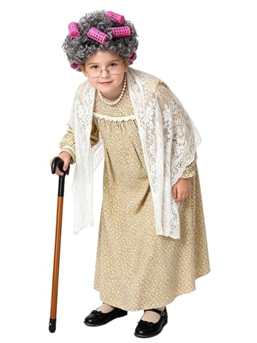 Ensemble déguisement grand-mère fille pour fêtes et jeux de rôle