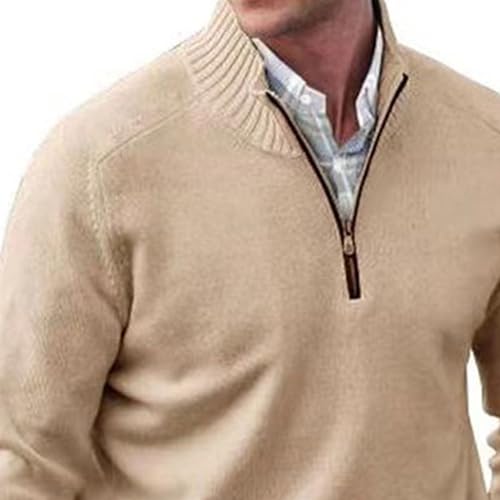 Mens Quarter Zip Pullover Sweater Slim Fit Mock Neck Polo Sweaters Thermal Casual Knitted Turtleneck Pullovers3