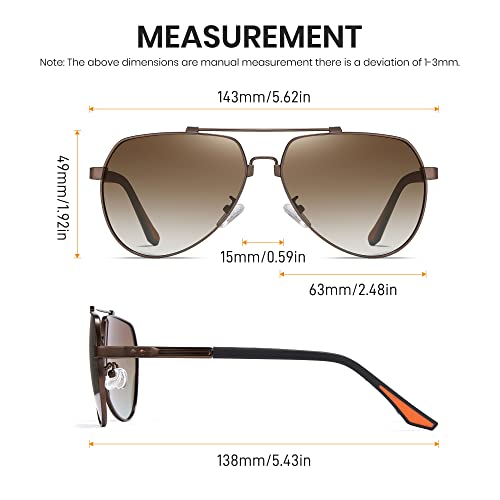 Image of Cyxus Classic Aviator Sunglasses Polarized 100% UV Protection Men Spring Temples Driving 1048