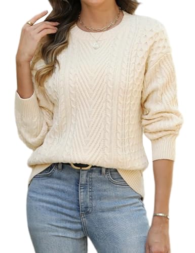 CiCiBird Women’s 2025 Fall Cable Knit Sweater Cute Long Sleeve Pullover Winter Crewneck Jumper Tops