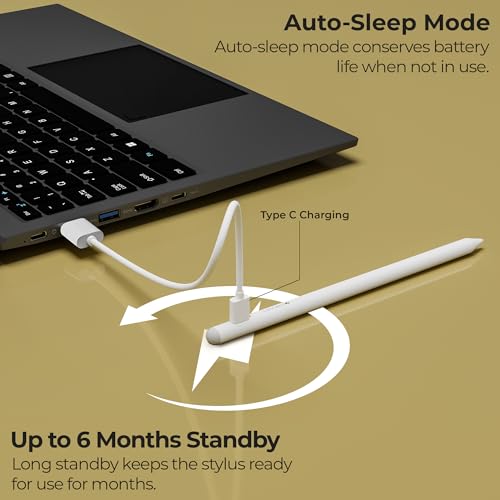 Image of Zebronics Universal Stylus Type-C, Magnetic Attachment, LED Indicator, Replaceable Pen Tips, High Precision, Ultra-Lightweight, iPadOS, iOS, Android Compatible (Stylus Pro Max)