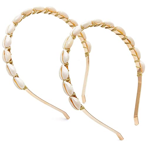 Puka Seashell Headband for Women (0.3 In, 2-Pack)