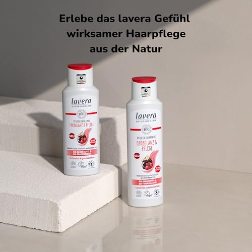lavera Pflegeshampoo Farbglanz & Pflege - ohne Silikone - Natürlich seidiger Farbglanz & geschmeidiges Haar - vegan - Naturkosmetik - 250 ml