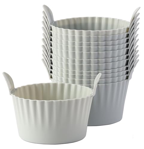 Bakecat Lot de 12 ramequins pour friteuse à air, moule à œufs, grands moules à muffins pour friteuse à air, gris