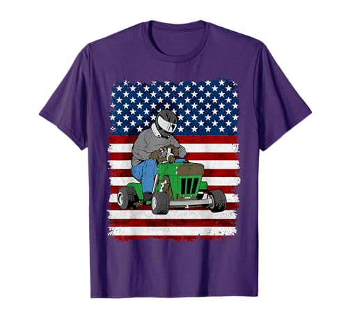 Lawn Mower Racing American Flag T-shirt T-Shirt