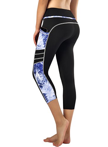 Zinmore Women's Capri Yoga Pants Exercise Running Workout Leggings with Pockets (Large, Capri Printed-62)