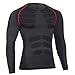 Bwiv Camiseta Hombre Deportiva Compresión Camiseta Interior Hombre Manga Larga Fitness Gimnasio Aire Libre para Entrenamiento Ciclismo de Negro Gris y Rojo Línea Talla M