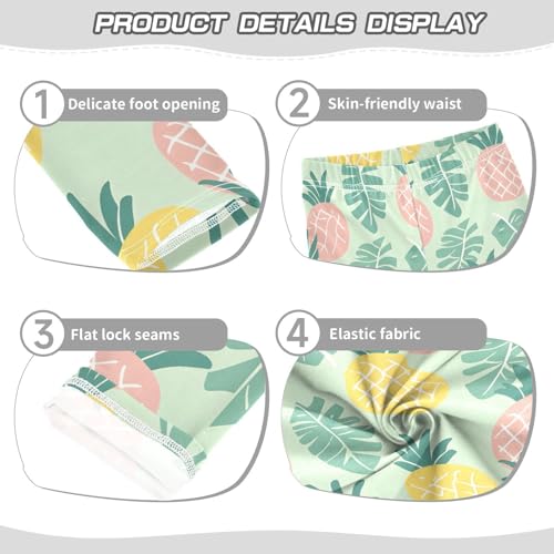 ALAZA Girls' Leggings Children's Yoga Pants Skinny Printed Dance Pineapple Leaf Comfortable 4T2