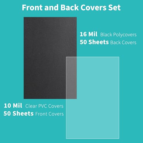 Image of Binditek 100 Pack Binding Covers Set, 11x17 Inches, 10Mil PVC & 16Mil Poly