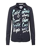 soccx jacke xxl durchgehende Knopfleiste SOCCX Damen Baumwollbluse mit Glitter Colour Print