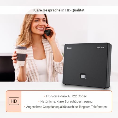 BasicLine IP – die Basisstation für Internet-Telefonie, telefonieren auch ohne Festnetzanschluss, kompatibel mit HX-Mobilteilen, Made in Germany, schwarz [Kompatibel in DE, IT, FR, NL, BE, ES, Che]