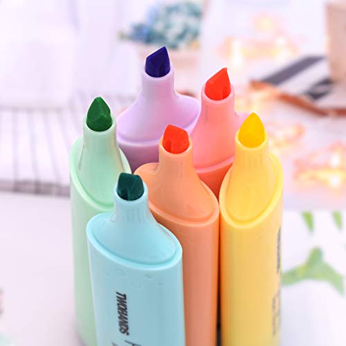 Twohands Highlighter,Chisel Tip Marker Pen,6 Assorted Pastel Colors,With Large Ink Reservoir For Extra Long Marking Performance 20079 #TOP1