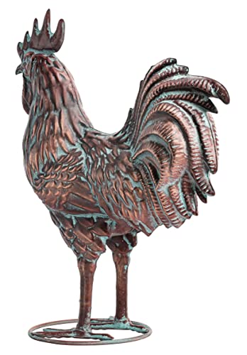 Clyb Antique Copper Rooster Statue, Garden Sculptures & Statues, Set Of 2 Metal Chicken Decor, Garden Sculpture For Outdoors, Lawn Hen Art Ornaments For Backyard, Patio, Kitchen And Home Decoration #TOP3