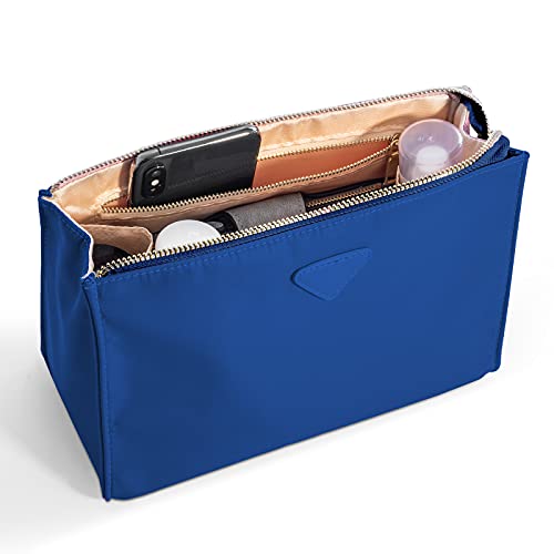 Vercord Nylon Purse Organizer Insert for Hangbags Comestic Storage Toiletry Kit Bag in Bag with Zipper Pocket Sapphire Blue M by Vercord - Used condition - US$9.98