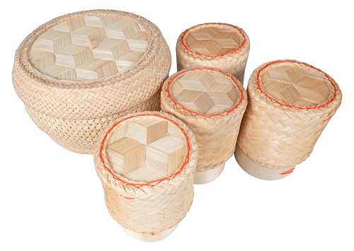 CCcollections Sticky Rice Bamboo Baskets | Traditional Handmade Sticky Rice Basket | Premium Bamboo Rice Steamer for Home & Restaurant