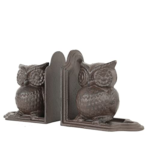 Remenna Owl Decorative Bookend, Heavy Duty Cast Iron, Vintage Shelf Decor, Antique Brown… #TOP3