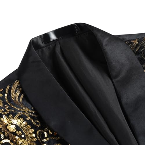 Cloudstyle Mens Floral Suit Jacket Paisley Shiny Dress Suit Shawl Collar 1 Button Sequin Blazer Tux