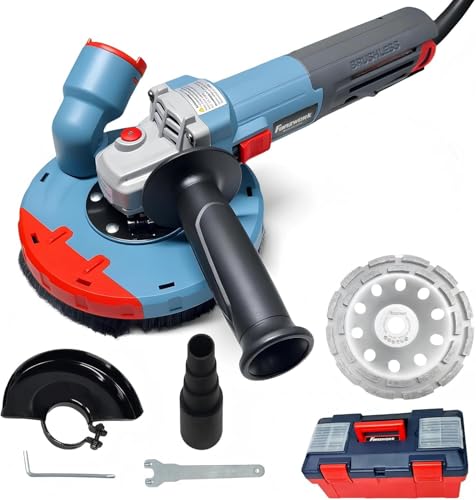 FANZWORK 1500W Betonschleifer Winkelschleifer Set mit Bürstenloser EC-Motor, Betonfräse mit