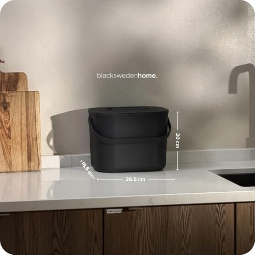 Miniatura 8 de Black Sweden Home Cubo De Cocina Orgánico - Cubo De Compostaje De 7l Para Desechos De Alimentos - Pequeño Contenedor De Encimera Sin Olores Con Tapa - Apto Para Lavavajillas Y Ecológico Negro