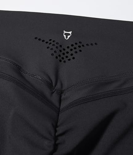 TomTiger Yoga Shorts for Women Tummy Control High Waist Biker Shorts Exercise Workout Butt Lifting Tights Women's Short Pants (Black, S) — view 7
