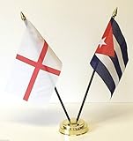30 cm (12 ") de alto Inglaterra y de la amistad de doble juego de mesa de diseño de la bandera de Cuba + Base