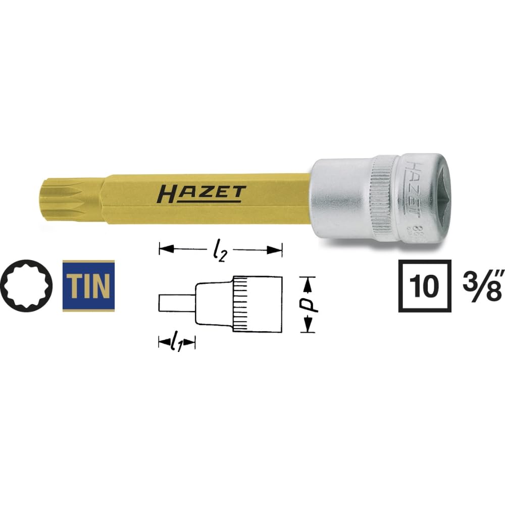 HAZET 8808LG-8 M8 wewnętrzny profil ząbkowania XZN gniazdo wkrętaka - powlekana CVD-cyną