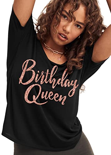 Rhinestonesash TEE0BDQUEENRG - BQBLK - 003 Birthday Tshirts For Women thumb #2