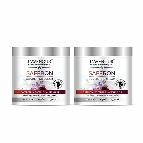 Image of L'avenour Saffron Nourishing Cream with Vitamin E & Almond Oil For Smooth, Soft & Radiant Skin | SLS & Paraben Free Kesar Moisturizer For Dry Skin, Men & Women - 100ml (Pack of 2)