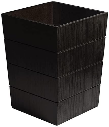 Modern Wooden Trash Can by Wood Workers, Eco Friendly Garbage Bin Container, Waste Basket for Home Office, Bedroom, Livingroom, Kitchen, Bathroom or Powder Rooms (10.2 x 10.2 x 13.7 inches- Black Oak)