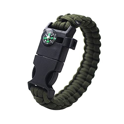 Pulsera de supervivencia, pulsera de supervivencia multifuncional 5 en 1 con piedra de fuego, pulsera de supervivencia con paracord, brújula, de supervivencia y silbato de baño, Piedra