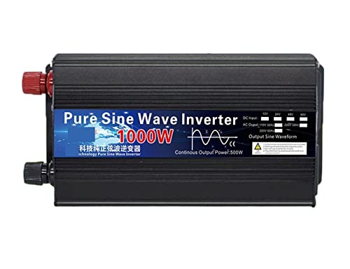 POOIQX Onduleur à Onde sinusoïdale Pure DC 12V 24V à AC 500W 1000W 2000W convertisseur de Puissance Booster for Voiture ménage Bricolage,Charge Rapide(1000W,12V)