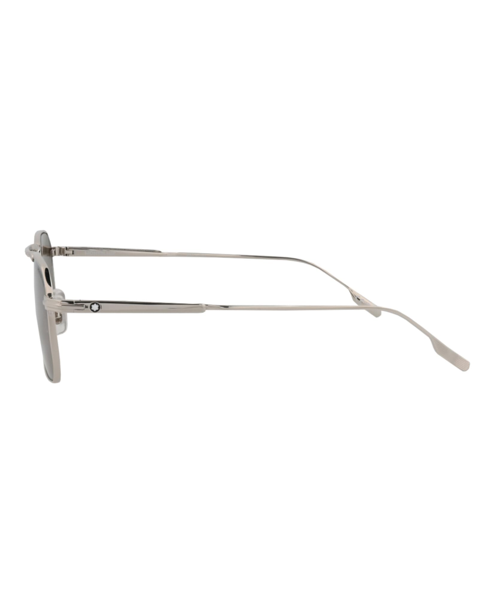 MONTBLANC Męskie okulary przeciwsłoneczne MB0218S-003 53, metalowe, srebrne, brązowe, Silver-Silver-Brown, 53