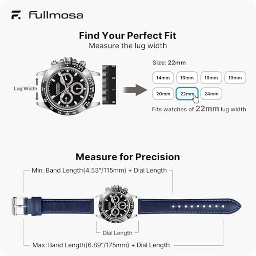 Image of Fullmosa Watch Band, Quick Release Leather Watch Strap Compatible with Samsung Galaxy Garmin for Men Women, Replacement Bands Width 12mm 14mm 16mm 18mm 19mm 20mm 21mm 22mm 24mm