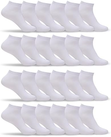 Mens 24 Pack of Extra Lightweight Mid Low Cut Ankle Socks FS Rib-A