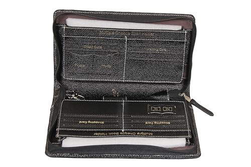 Image of Sukeshcraft Multiple Cheque Book Holder | Original Leather Holds Upto 8 Cheque Books, Locker Key Hook Matching Zipper (Leather)