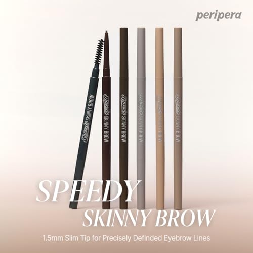Image of PERIPERA Speedy Skinny Brow (12 MILKY TAUPE),1.5mm Precise Eyebrow Pencil, Dual-Sided Fine Tip Shades, Define Fills Brow Make up, K Beauty, Korean Make-up, Safe for Sensitive Skin