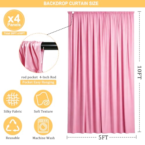 Cortinas de fondo rosa GALLETY 20FT x 10FT para fotografía miniatura 2