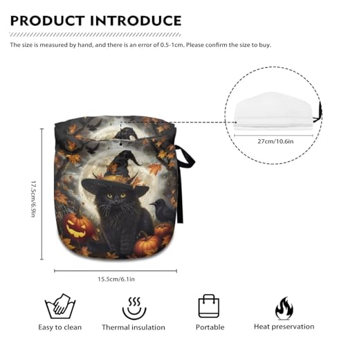 Image of Xoenoiee Black Cat Pumpkin Crow Print Tea Cozy Tea Pot Cover Insulation Tea Cosy Teapot Dust Cover Teapot Warmer for Home Kitchen Teapot Covers Halloween Decor
