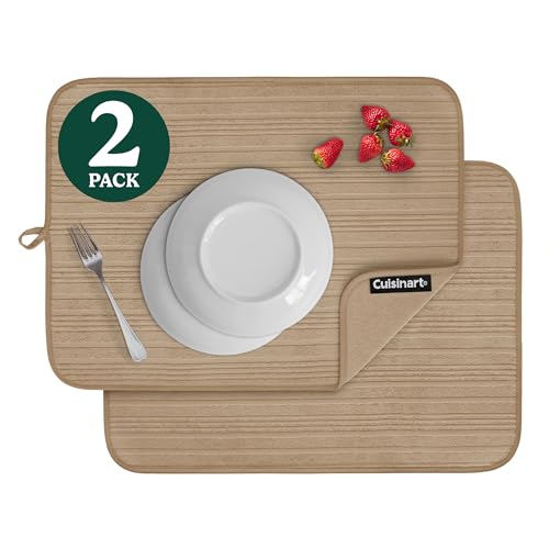 Cuisinart Dish Drying Mat for Kitchen Counter - 2-Pack XL 18x24 Ultra Absorbent Microfiber Dish Mat - Fast Drying, Machine Washable, Foldable Countertop Pad - Safe for Granite & Quartz by Best Brands - Used condition - US$21.81
