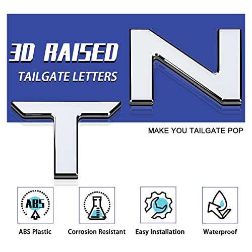 3D Raised Tailgate Inserts Letters Compatible For 2022 2023 Tun, Abs Plastic Inserts With Strong Adhesive Backing (Chrome Silver) #TOP1