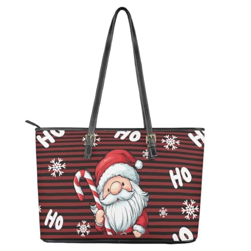Image of Coldinair Christmas Leather Tote Bag for Women with Zipper Large Shoulder Tote Bag Shopping Casual Travel Bag Handbag Purse