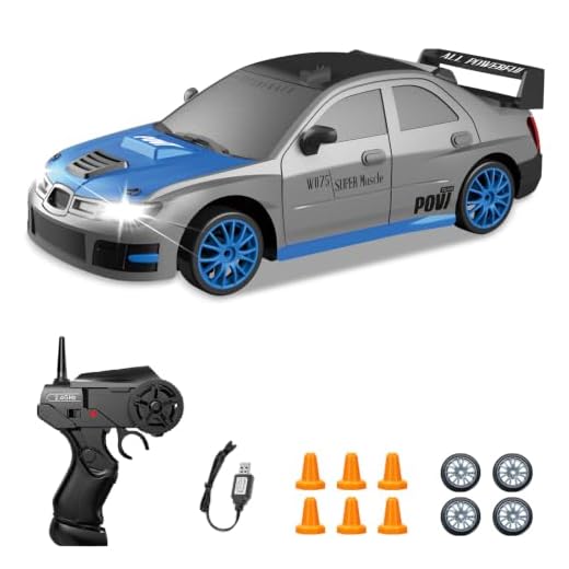 YUAN PLAN RC Drift Car, 1/24 2.4GHz 4WD Remote Control Car High Speed Drift RC Cars with LED Lights, Drifting Tires Racing Toy Cars for Kids Boys Girls Adults(Grey)