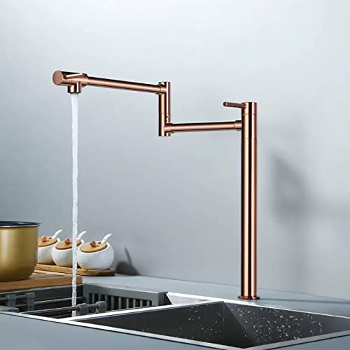 Grifo de cocina plegable con 2 manijas de latón extensible 6