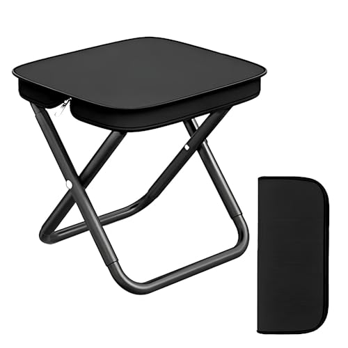 TONGIHS 1 Pzs Mini Taburetes de Camping pPlegables, para Interiores, Negro