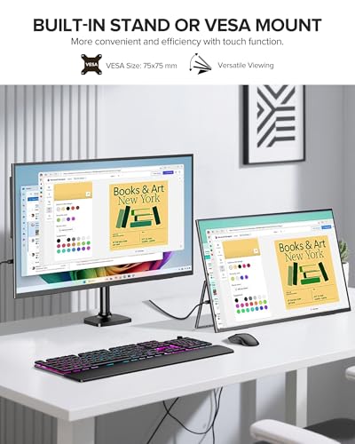 Image of UPERFECT 24 inch 120Hz QLED Portable Touchscreen Monitor 1080P 125% sRGB 400Nits w /Stand & VESA, HDMI USB-C Travel Monitor for Laptop /Gaming Devices /Phone /Mini PC, External Second Screen for Gaming & Work