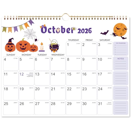 2026 Calendar - 2026 Wall Calendar 12 Month, January 2026 - December 2026, 15' x 11.5', Twin-Wire Binding, Holidays Reminder, Thick Paper, Julian Dates