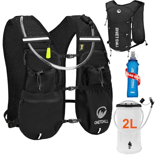 ONETOALL Gilet Hydratation Running Femme avec 2L TPU Poche à Eau + Flasque Running 500ml, Sac...